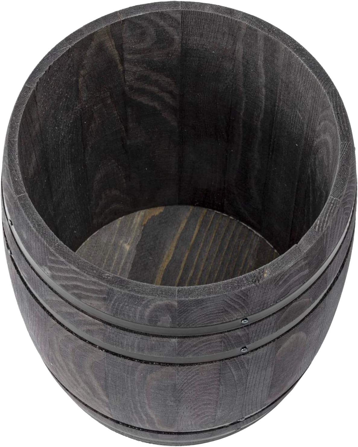 MyGift Wine Barrel Design Kitchen Utensil Crock, Vintage Gray Solid Wood Cooking Tool Holder