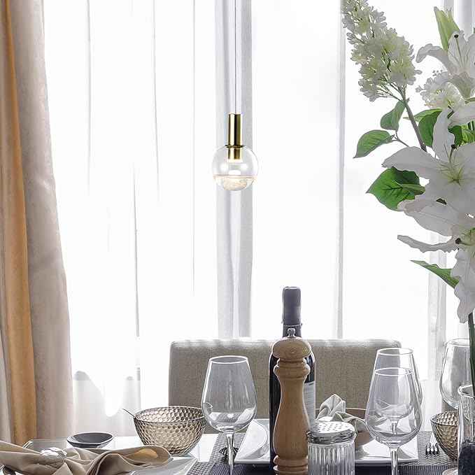 VONN Lighting Sienna VAP2181BRS 5" Integrated LED ETL Certified Height Adjustable Pendant Light with Globe Shade, Brass