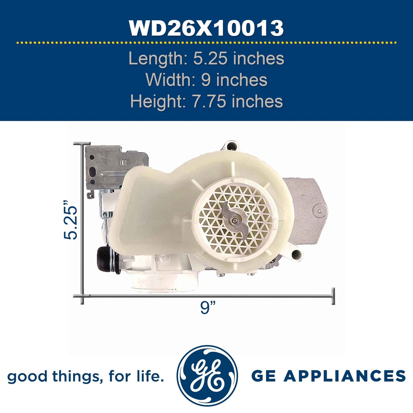 WD26X10013 Genuine OEM Pump and Motor Assembly for GE Dishwashers