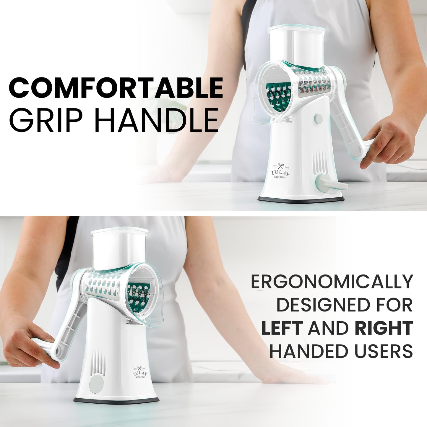 Rotary Cheese Grater Manual Hand Crank 5 Blade Shredder