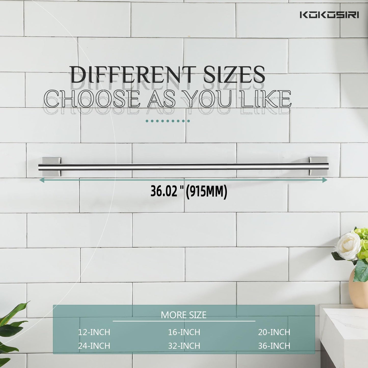 36'' Towel Bar Bathroom Towel Holder for Kitchen Toilet 36 Inch Bath Accessories Chrome Stainless Steel B4005CH (Polished Chrome / 36-Inch)