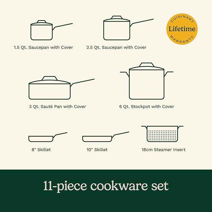 Cuisinart 11-Piece Nonstick Cookware Set, Ceramica XT, Black, 54C-11BK