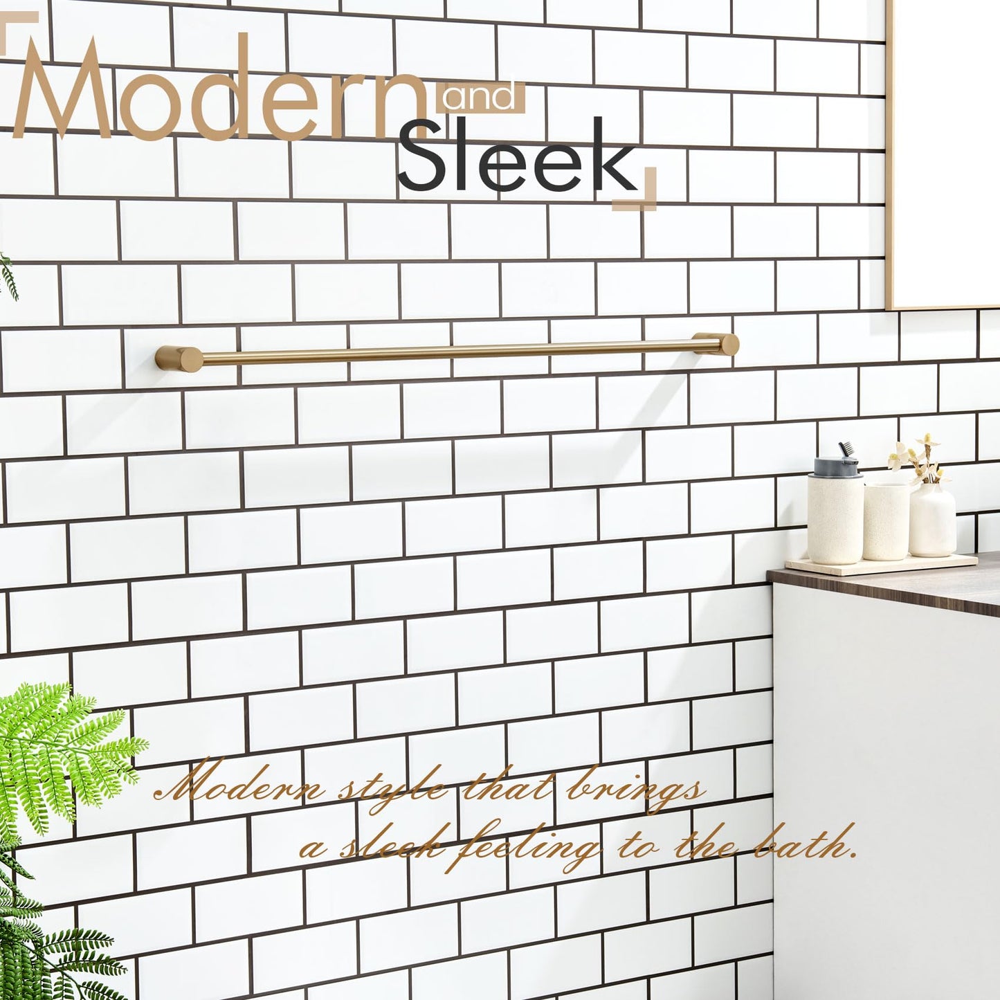 Towel Bar Champagne Bronze 32'' Bath Towel Rack Holders Single Rail for Bathroom Wall Mounted Stainless Steel Bathroom Hardware (Champagne Bronze / 32-Inch)