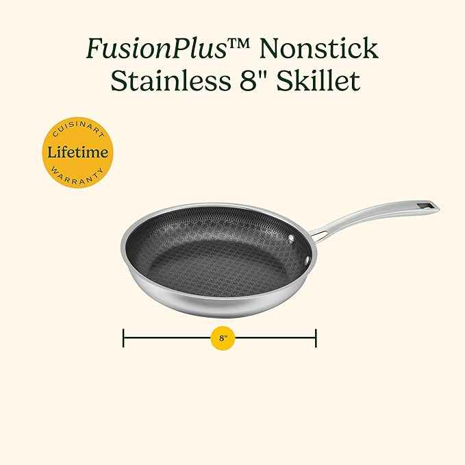 Cuisinart FusionPlus Hybrid Nonstick Stainless Steel Cookware, 5-Quart Sauté Pan with Cover and Helper, PFAS-Free PURELYSEAR Ceramic Technology, Scratch Proof, Cool Grip Handles, Dishwasher Safe
