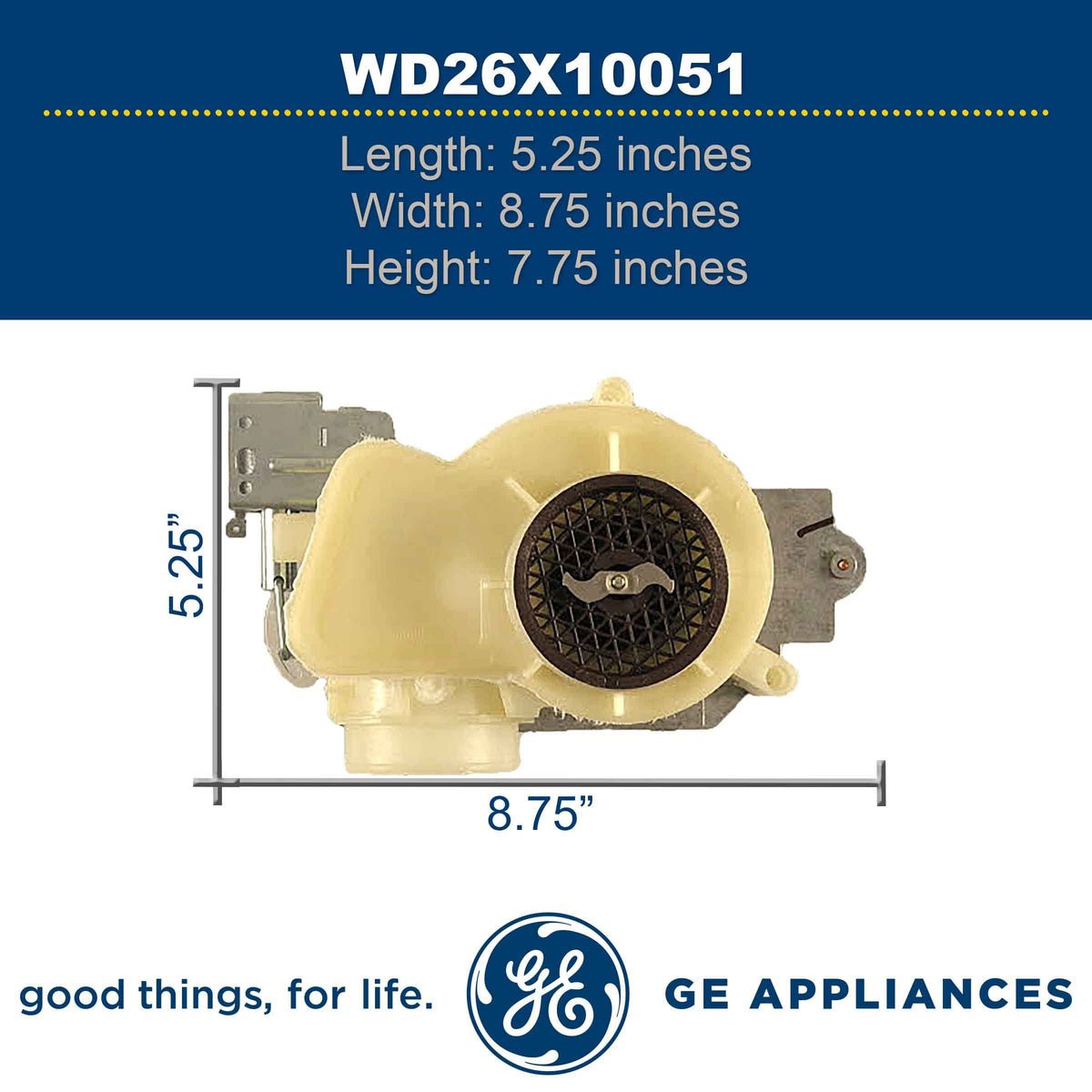 WD26X10051 Genuine OEM Pump and Motor Assembly for GE Dishwasher