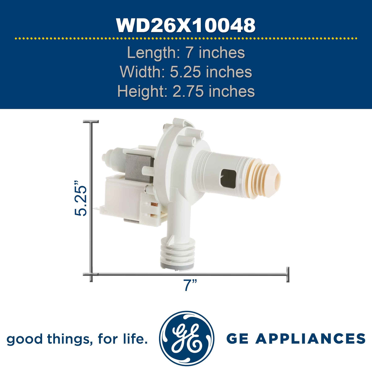 WD26X10048 Genuine OEM Drain Pump Assembly for GE Dishwashers