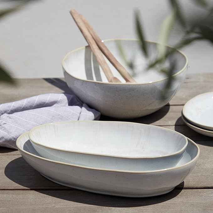 Casafina Ceramic 14.25" x 9" Oval Baker - Eivissa Collection, Sand Beige | Oven & Dishwasher Safe Bakeware | Food Safe Glazing | Restaurant Quality Dinnerware
