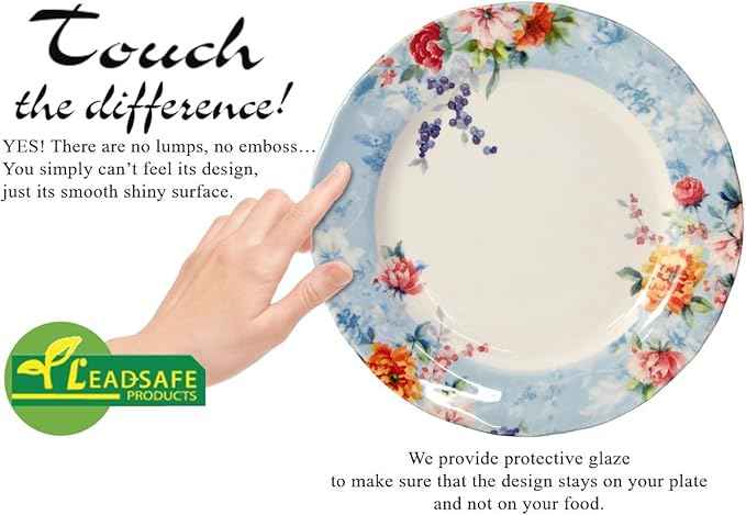 Tudor Royal Collection 24-Piece Premium Quality Round Porcelain Dinnerware Set, Service for 6 - SUMAYA Blue, See 10 Designs Inside!