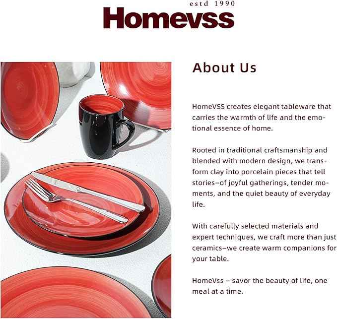 Stoneware Sonoma 16pc Dinnerware Set, Black + Speckled Hand Painting Red