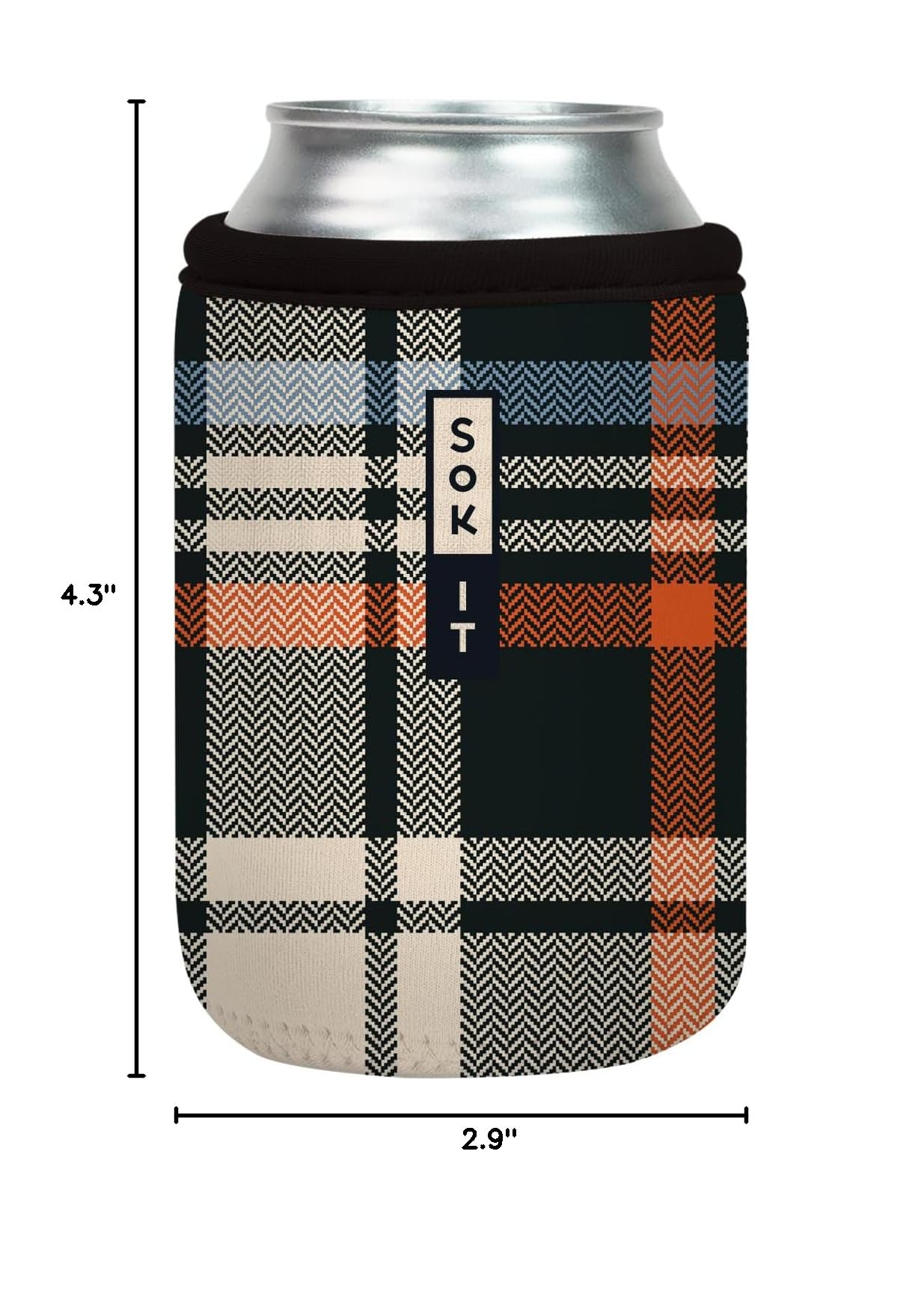 CanSok Sleeve for Beer & Soda Insulated Neoprene Cover (Fall Flannel / 12oz Can Sleeve)