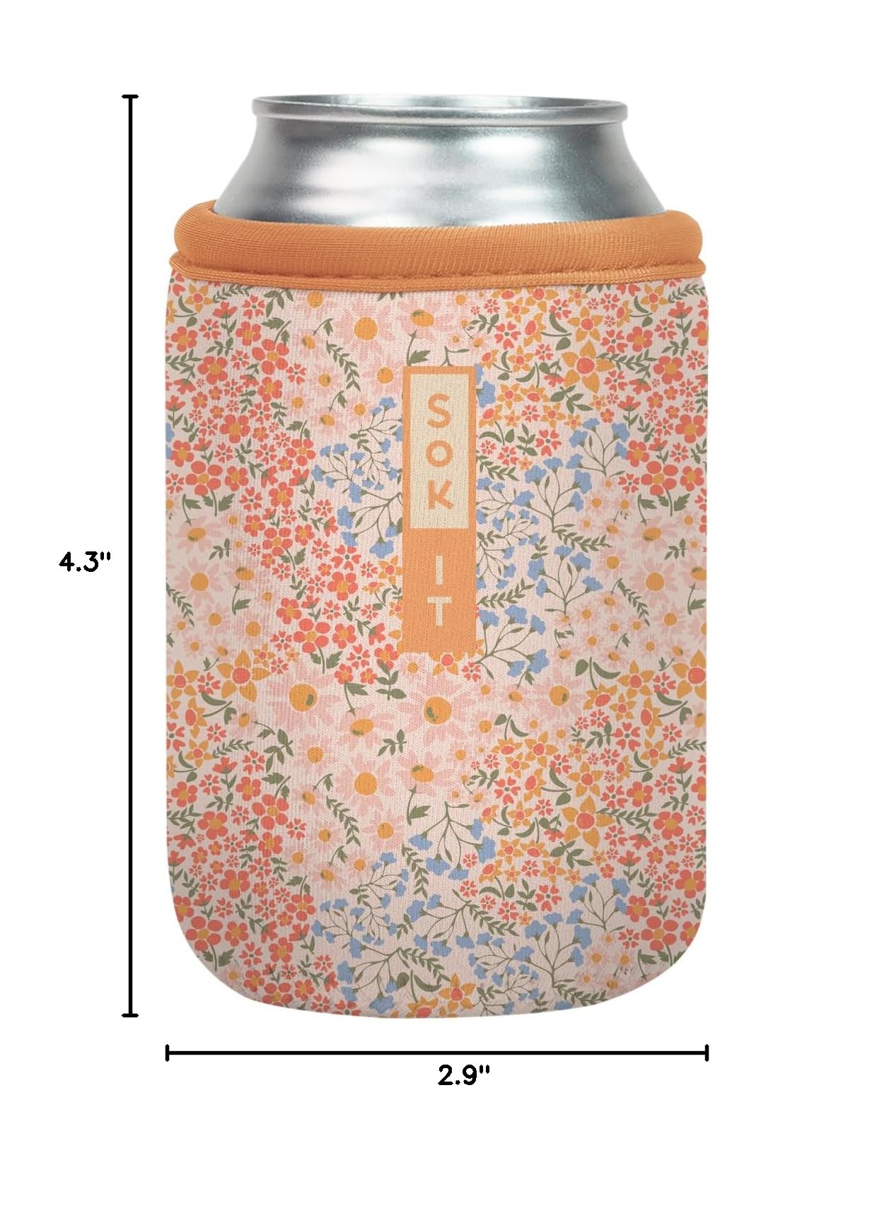 CanSok Sleeve for Beer & Soda Insulated Neoprene Cover (Dainty Florals / 12oz Can Sleeve)