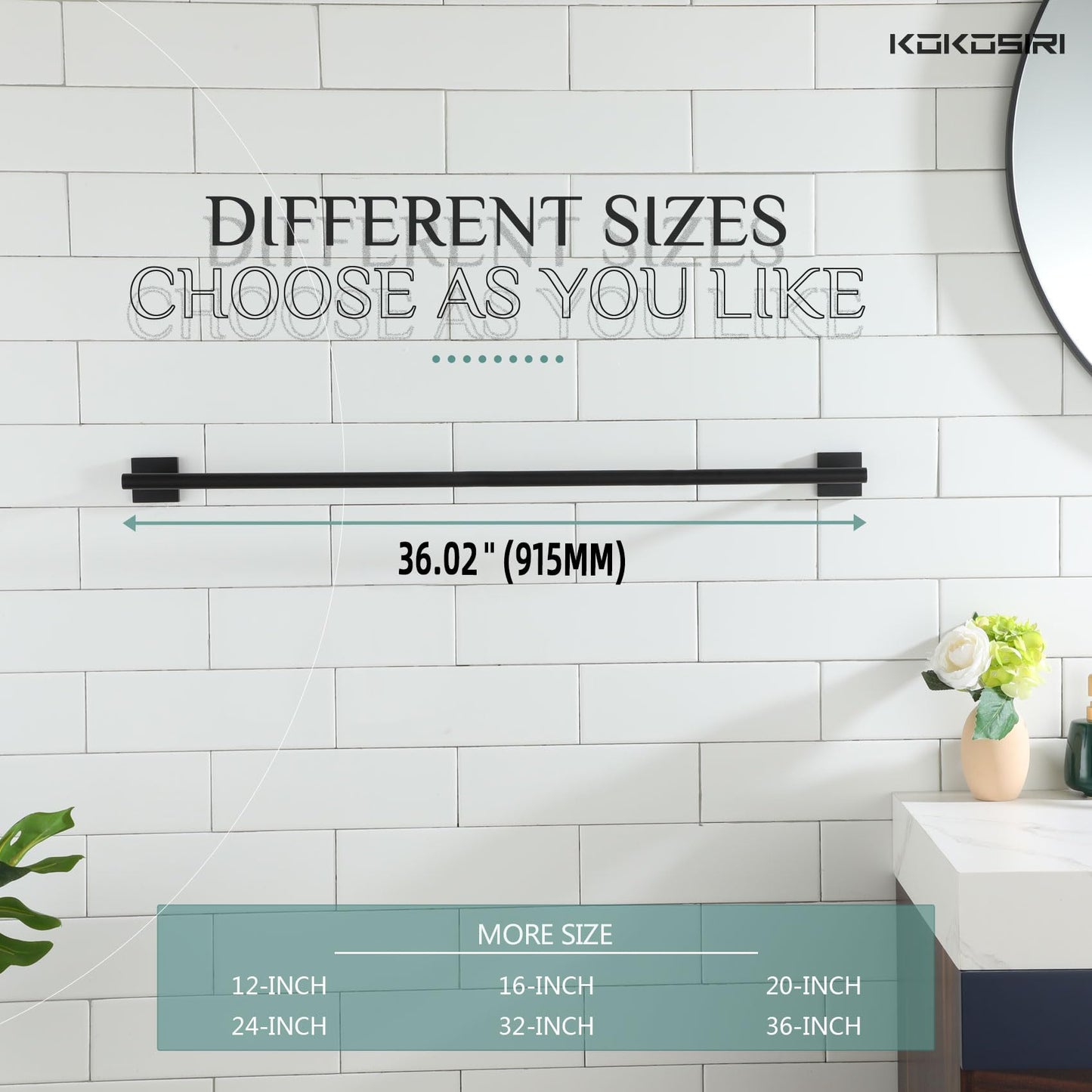 36'' Towel Rails Bathroom Towel Bars Matte Black 36 Inch Bath Towel Holder for Washroom Kitchen Wall Stainless Steel B4005BK (Matte Black / 36-Inch)