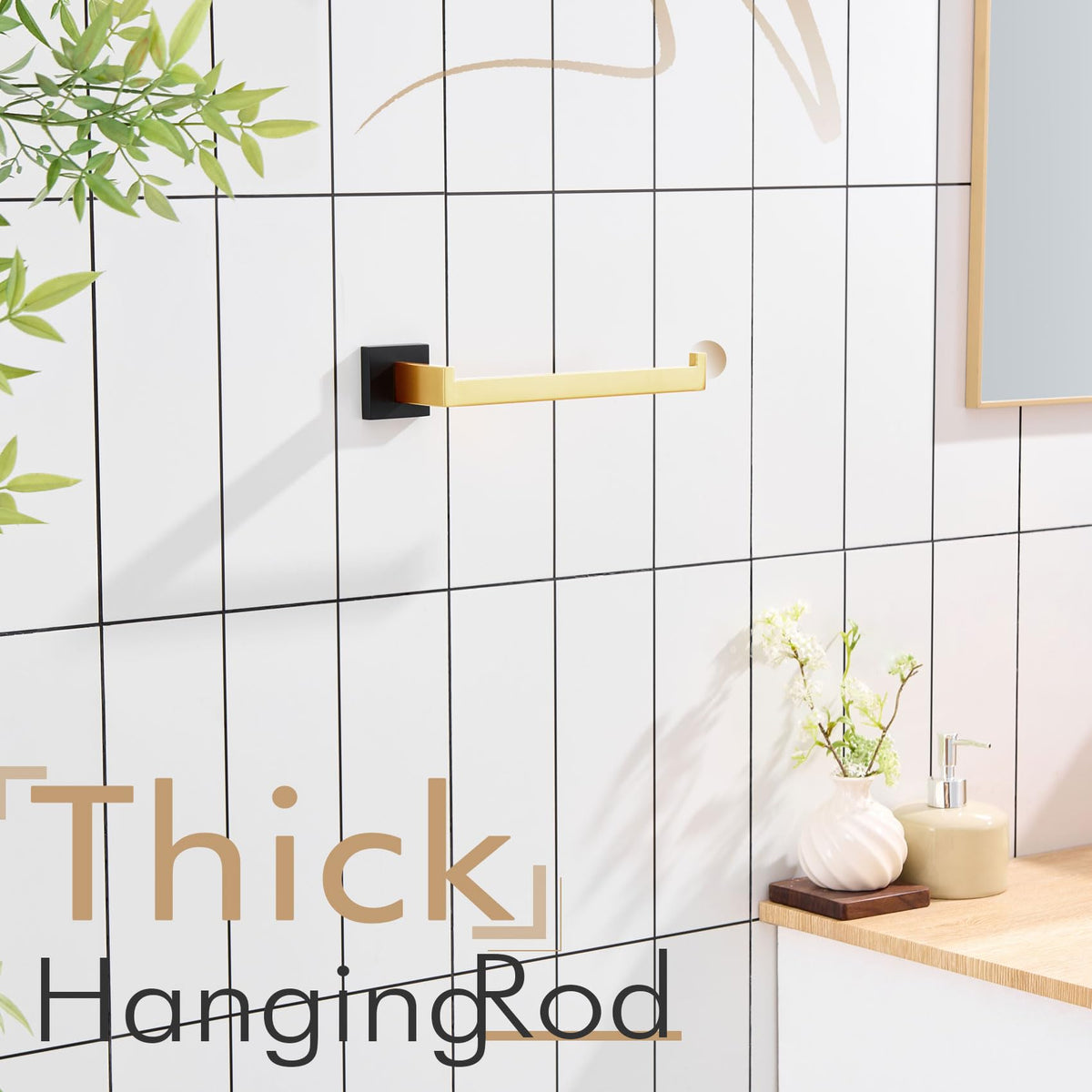 Towel Bar for Bathroom Wall Mount 9'' Hand Towel Holder T (Black Gold)