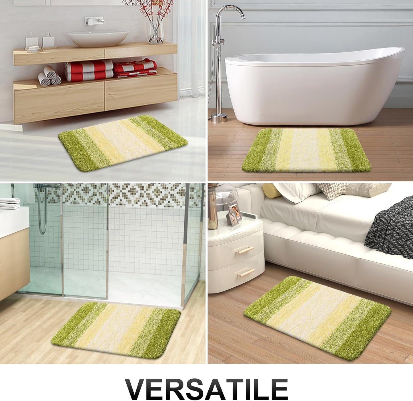 OLANLY Bathroom Rugs Mat 36x24, Extra Soft Absorbent Microfiber Bath Rugs, Rubber Backing, Quick Dry, Machine Washable Bath Mats for Bathroom Floor, Tub and Shower, Home Decor Accessories, Olive Green
