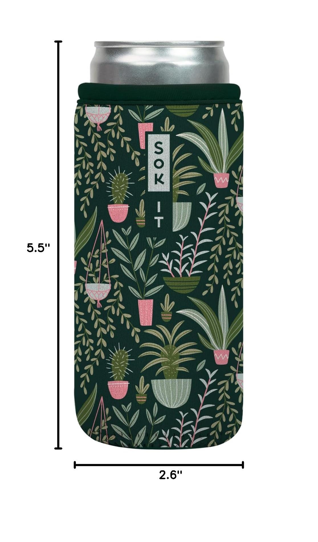 CanSok Sleeve for Beer & Soda Insulated Neoprene Cover (Green Living / 12oz Slim Can Sleeve)