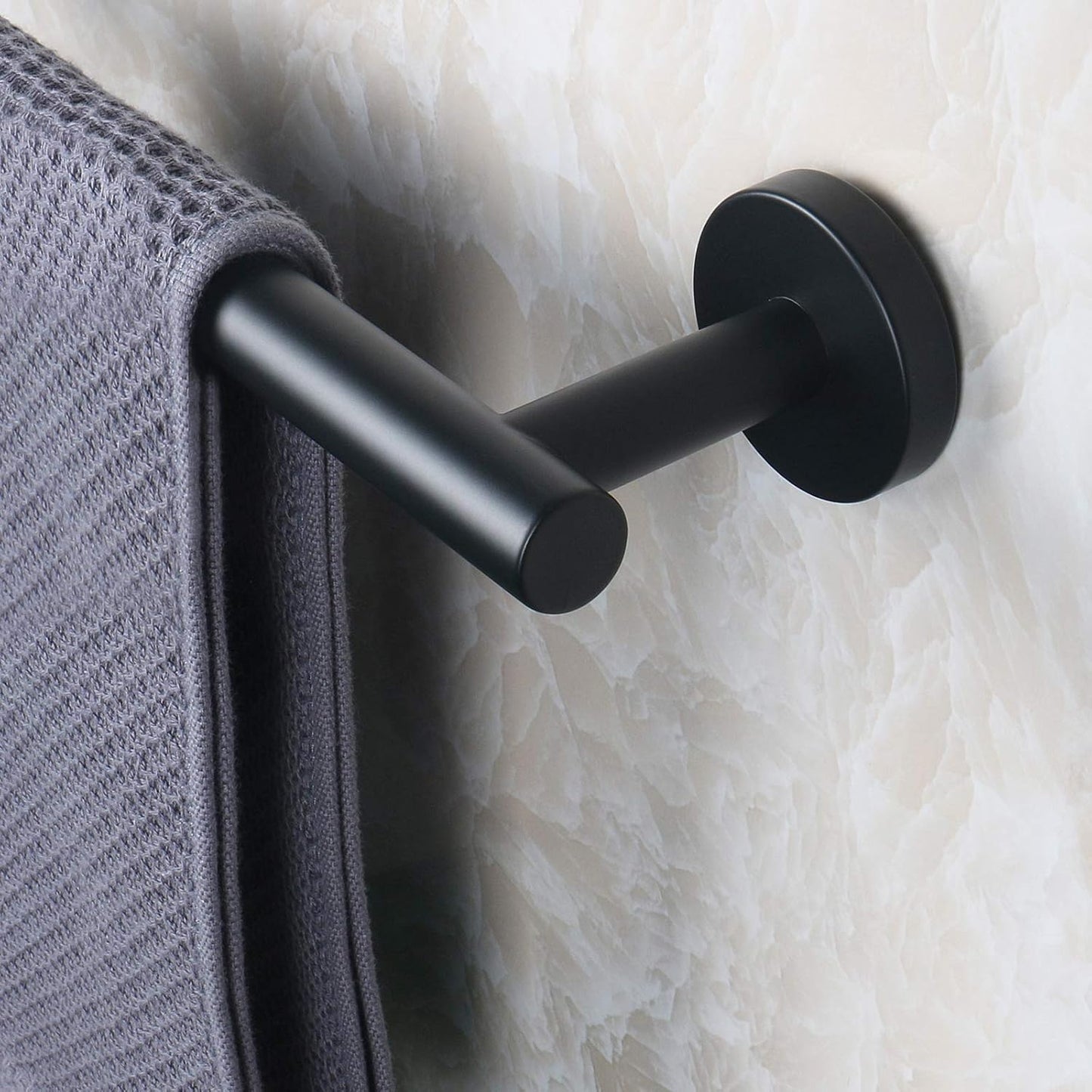 NearMoon Bath Towel Bar, Bath Accessories Thicken Stainless Steel Shower Towel Rack for Bathroom, Towel Holder Wall Mounted (1 Pack, Matte Black, 33 Inch)