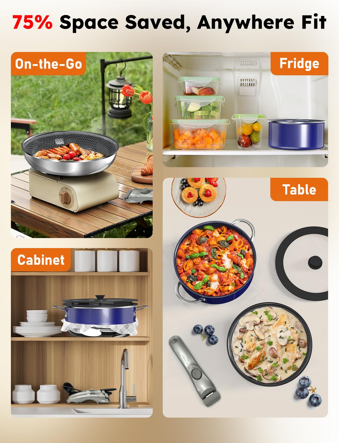 Pro Ceramic Pots and Pans Set & 2026 Upgraded Hybrid 3 (Royal Blue)