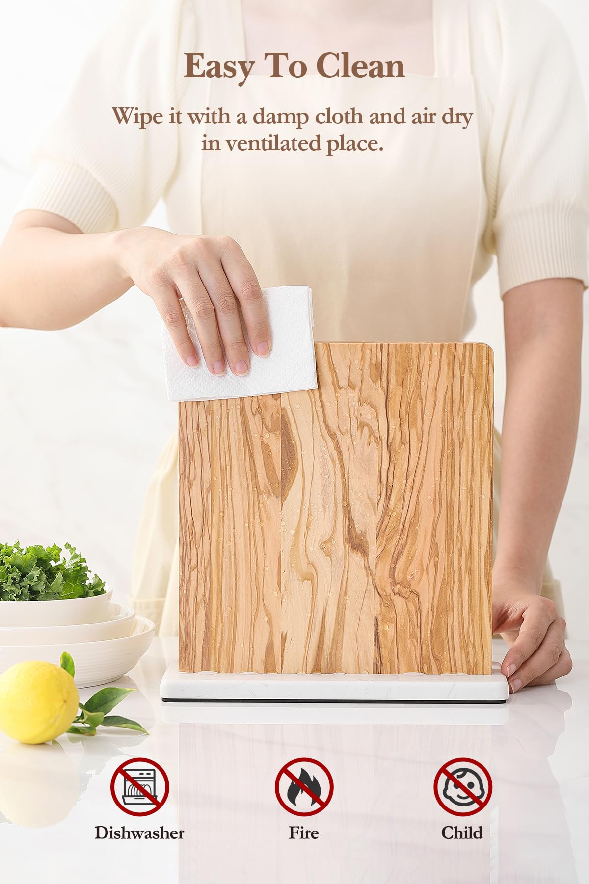 Double sided Magnetic Knife Holder without Knives (Olive Wood Knife Holder)