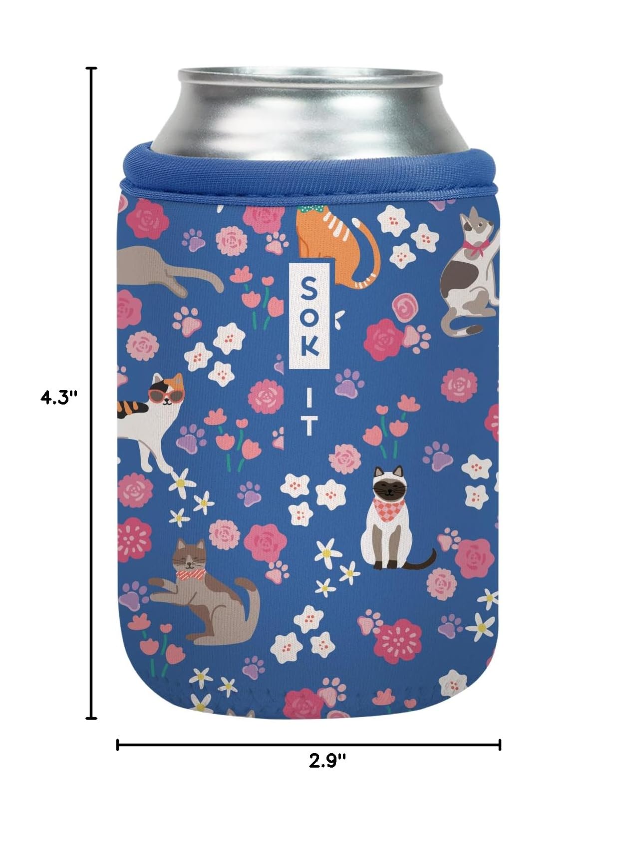CanSok Sleeve for Beer & Soda Insulated Neoprene Cover (Purr-fection / 12oz Can Sleeve)