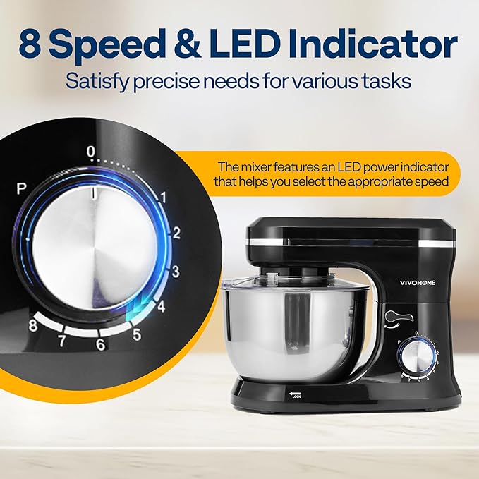 VIVOHOME Electric 4 Blades Ice Crusher Shaver Snow Cone Maker Machine with VIVOHOME 4.75 Quart Stand Mixer, 8 Speed Kitchen Electric Food Mixer