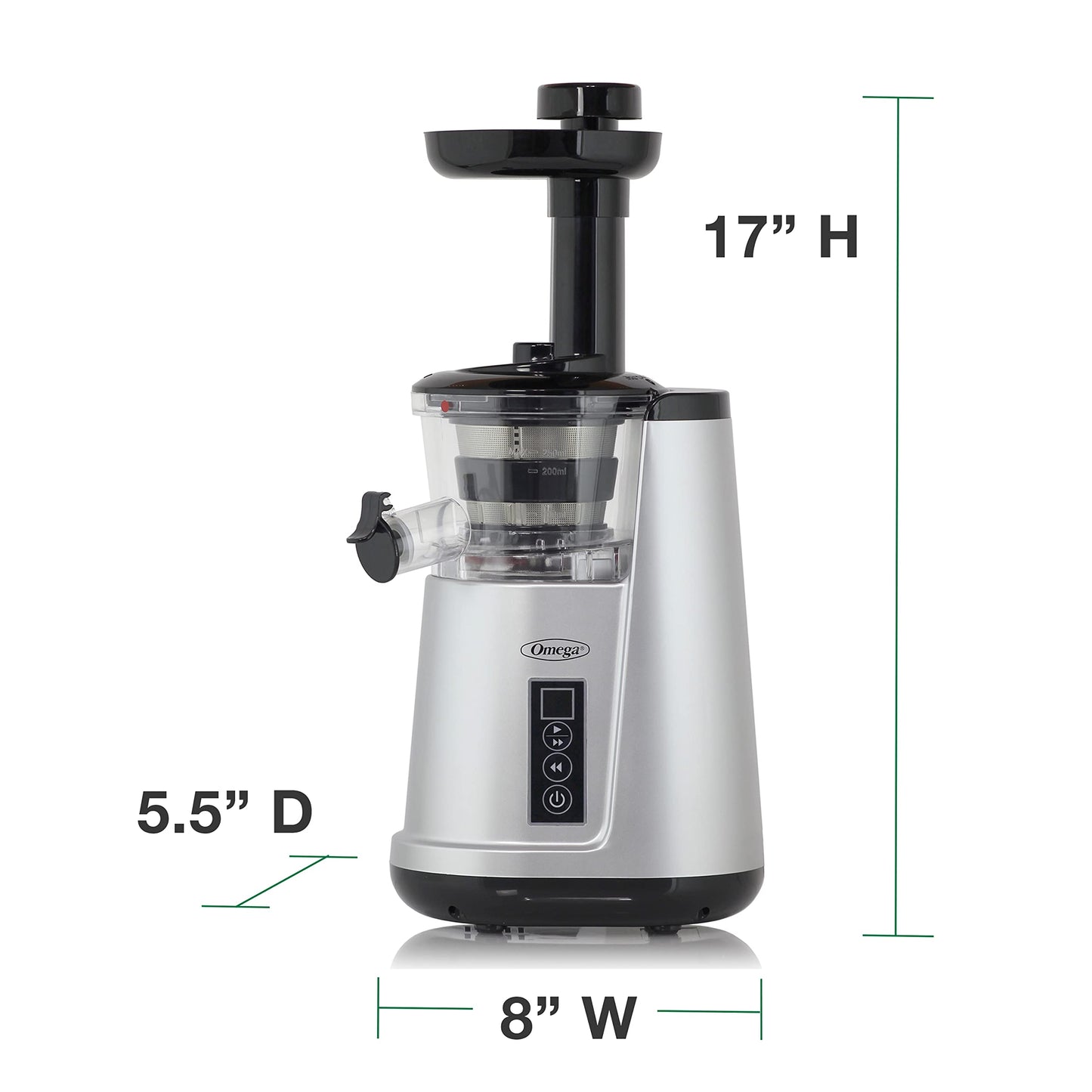 Juicer Cold Press 365 Vertical 65 RPM Slow Masticating Compact Extractor for Fruits and Vegetables with 3 Stage Auger & BPA (Silver Vertical)