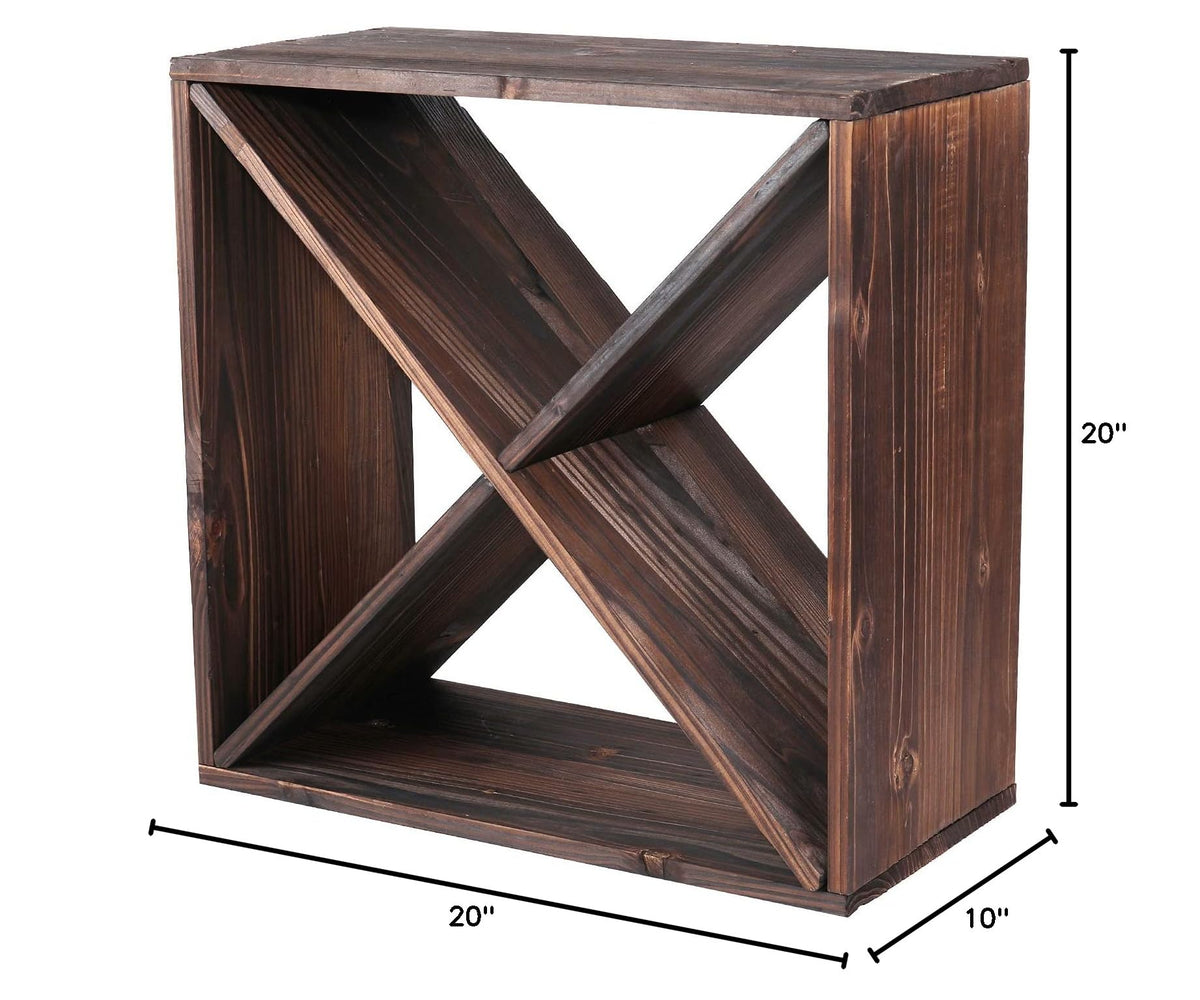 Wine Racks countertop Solid Wood Stackable Storage Rustic Retro Cube 48 ((48bottleblack))