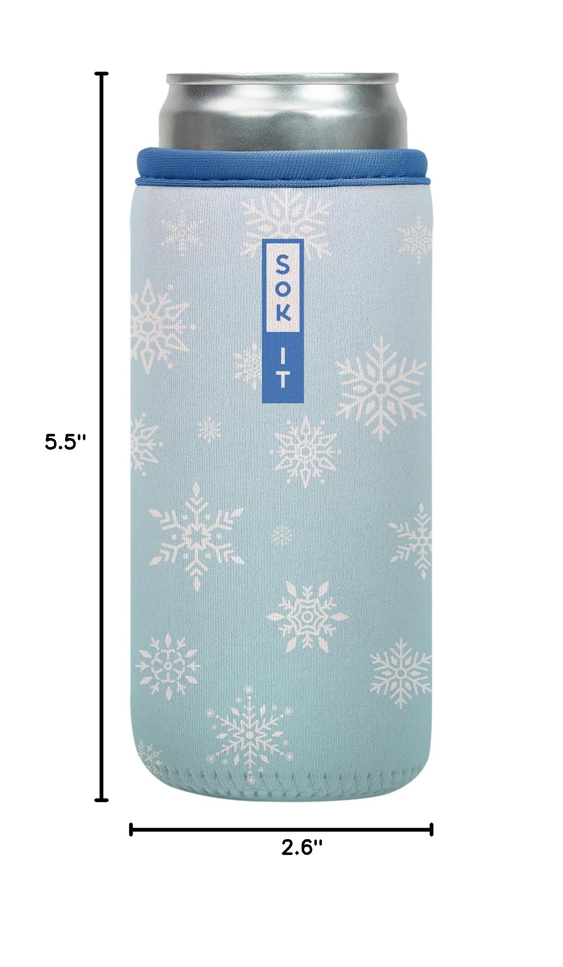 CanSok Sleeve for Beer & Soda Insulated Neoprene Cover (Let It Snow / 12oz Slim Can Sleeve)