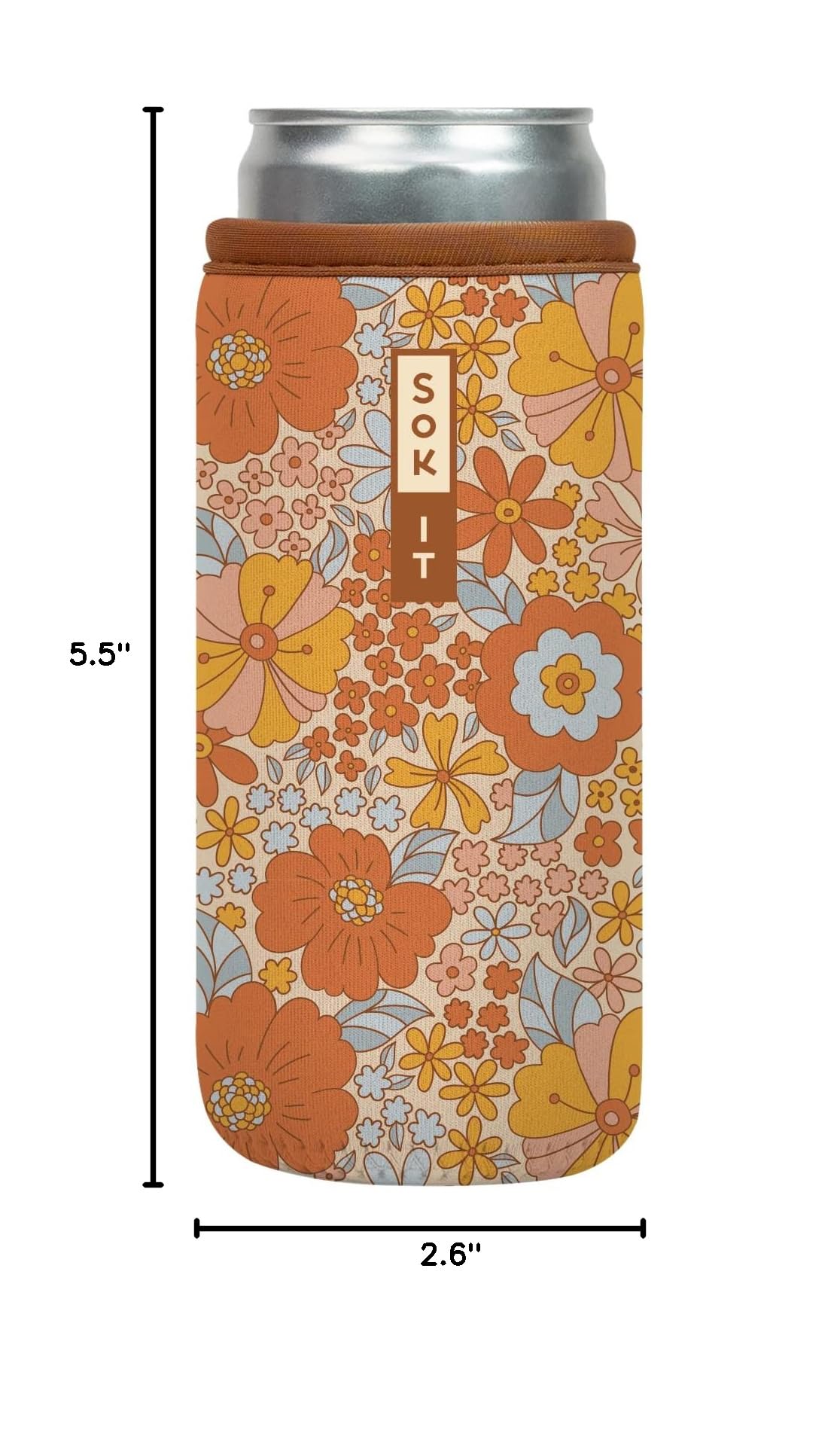 CanSok Sleeve for Beer & Soda Insulated Neoprene Cover (Flower Power / 12oz Slim Can Sleeve)