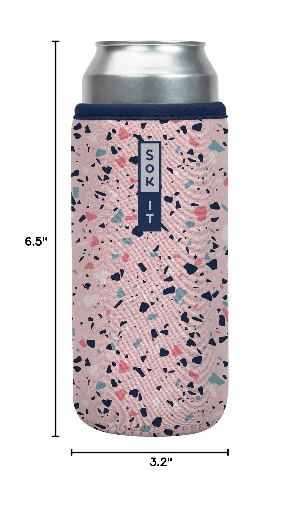 CanSok Sleeve for Beer & Soda Insulated Neoprene Cover (Pink Terrazzo / 25oz Can Sleeve)