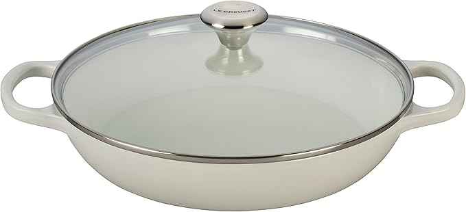 Le Creuset of America Enameled Cast Iron Buffet Casserole with Glass Lid, 3 1/2 quart, White