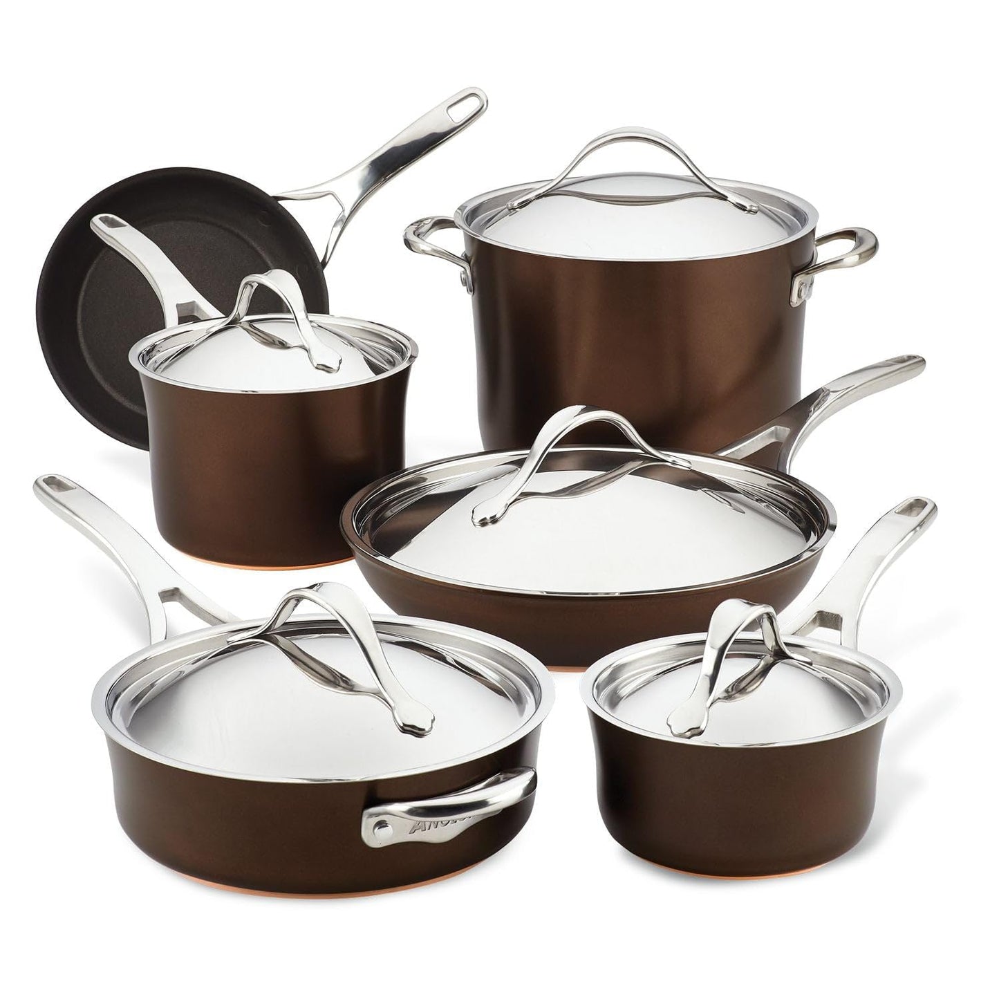 83852 Nouvelle Copper Hard Anodized Nonstick Cookware Set (Cookware Set (11 Piece) / Sable)