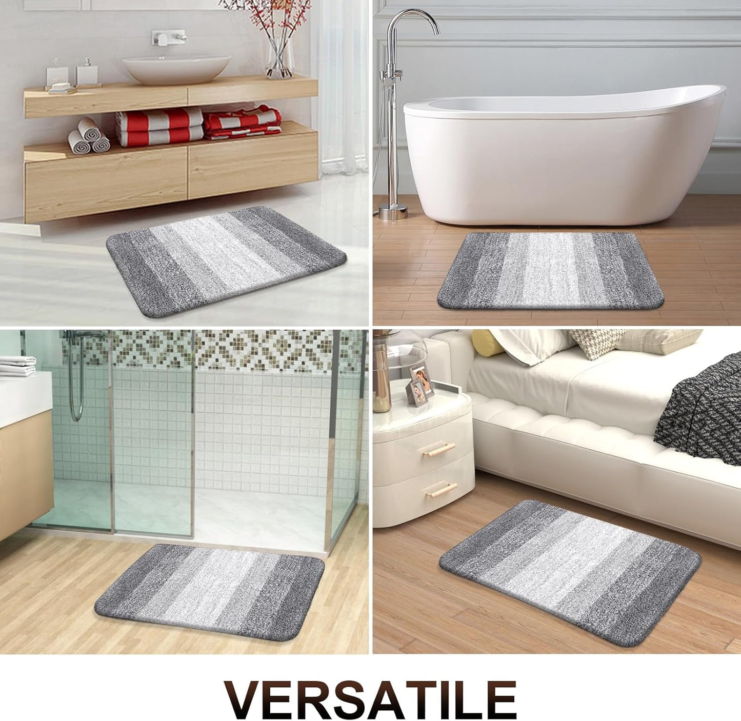 OLANLY Bathroom Rugs Mat 36x24, Extra Soft Absorbent Microfiber Bath Rugs, Rubber Backing, Quick Dry, Machine Washable Bath Mats for Bathroom Floor, Tub and Shower, Home Decor Accessories, Light Grey