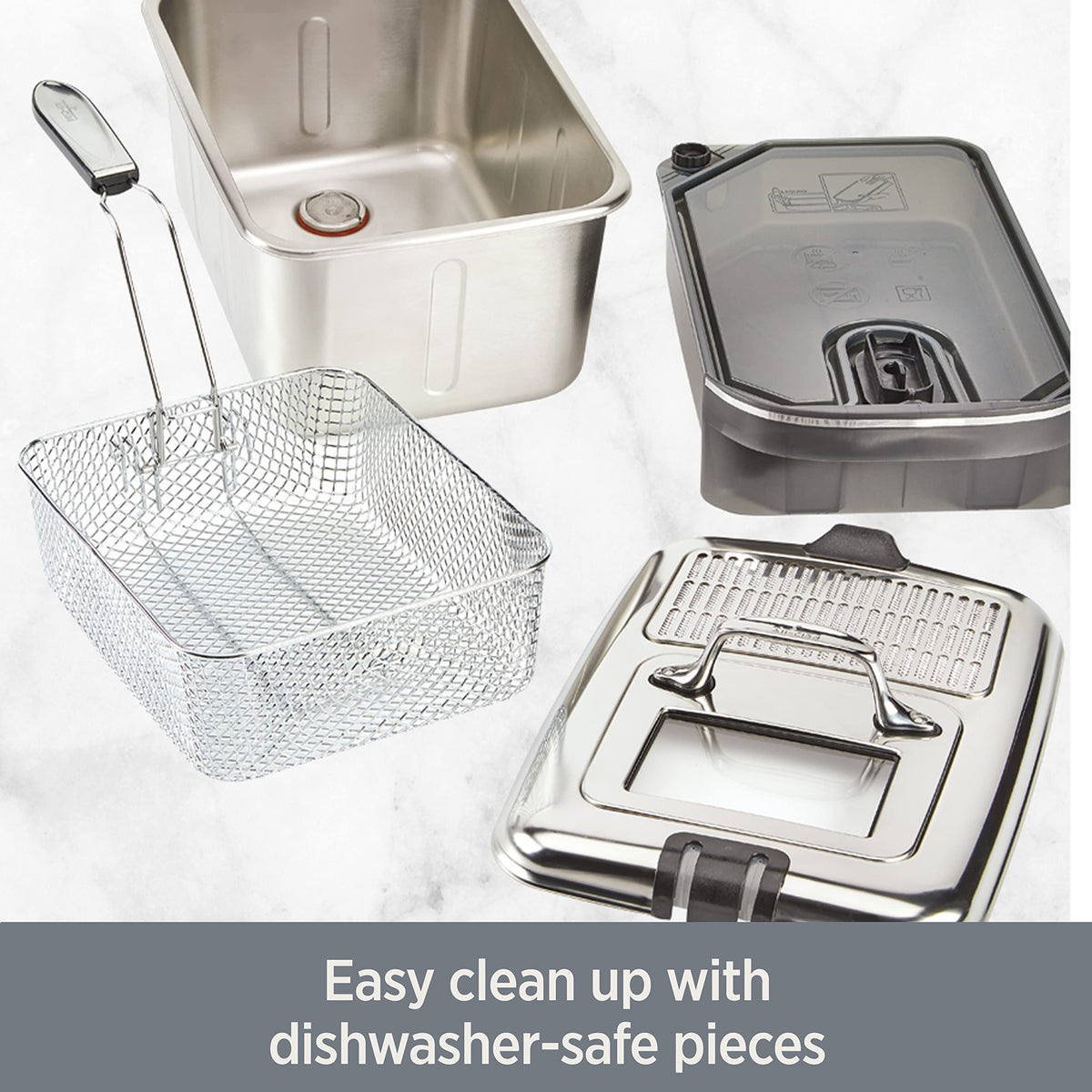Electric Deep Fryer with Basket and Lid