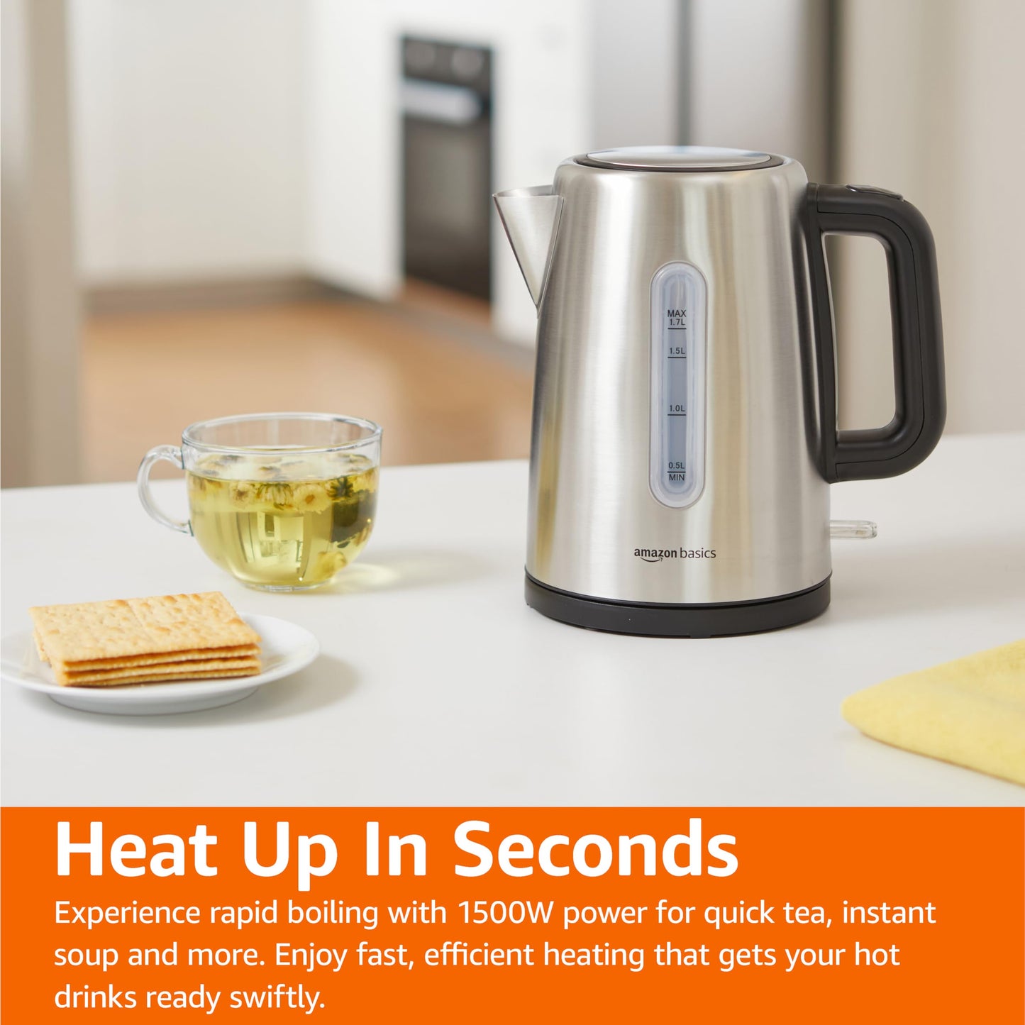 Electric Stainless Steel Kettle for Tea and Coffee (Stainless Steel / 1.8 Quarts)