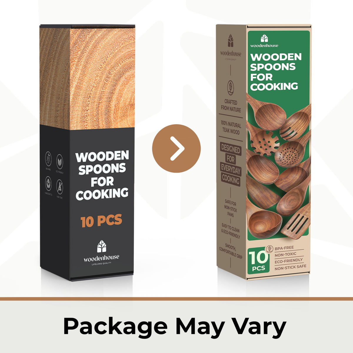 Wooden Spoons for Cooking (10 Piece Set)