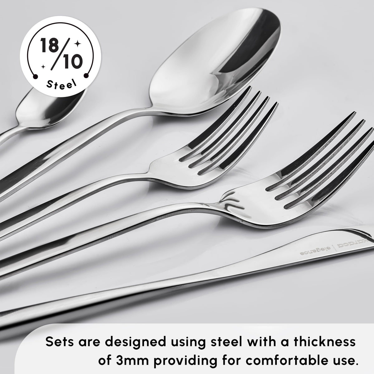 Lizbon - 18/10 Stainless Steel Silverware Set for 12, 60 Piece Heavy Duty Flatware Set, Dishwasher Safe Modern Cutlery incl. Kitchen Forks, Spoons, Knives Eating Utensils Sets - Platin (Lizbon 60-Piece / 60-Piece)