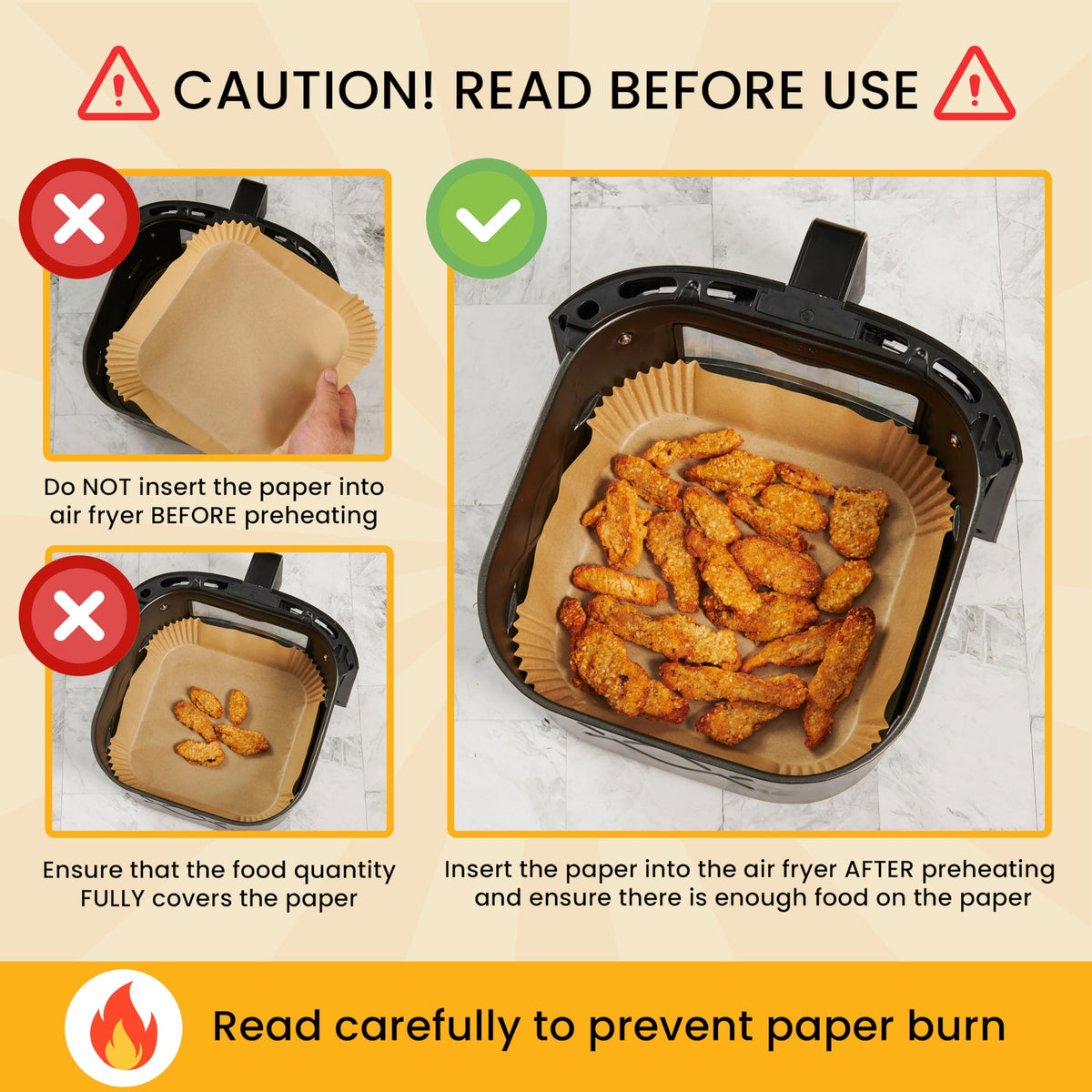 500Pcs Air Fryer Liners Disposable (8" Square)
