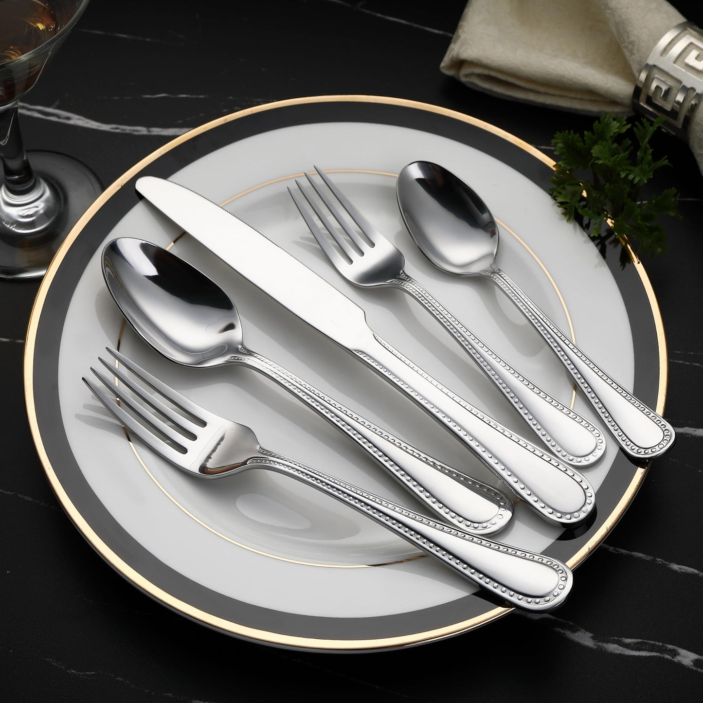 Silverware Set (20-Piece / Pearled Edge)