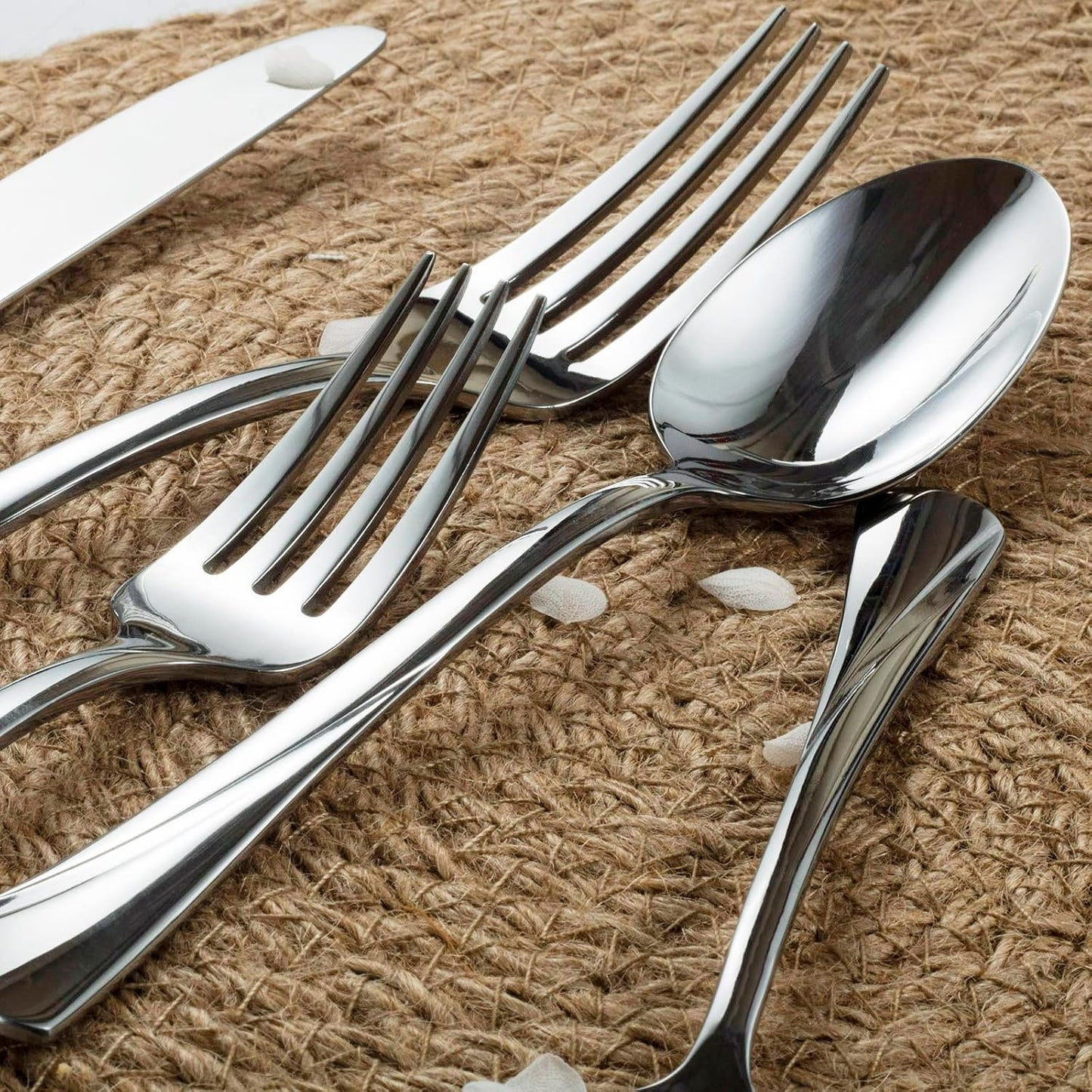 Alata Alice 65-Piece Silverware Set Stainless Steel Flatware Set,Service for 12,Mirror Polished Cutlery Set,Dishwasher Safe