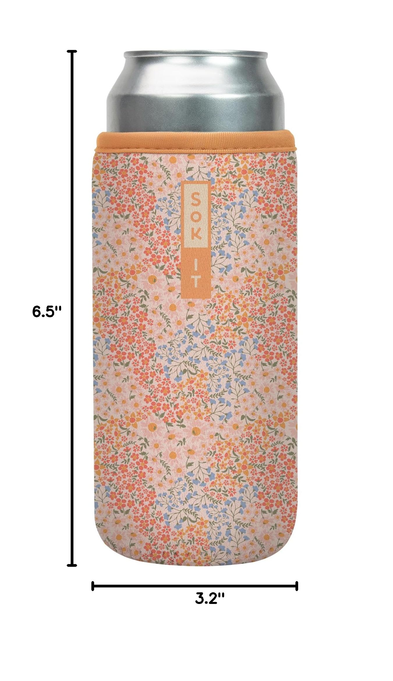 CanSok Sleeve for Beer & Soda Insulated Neoprene Cover (Dainty Florals / 25oz Can Sleeve)