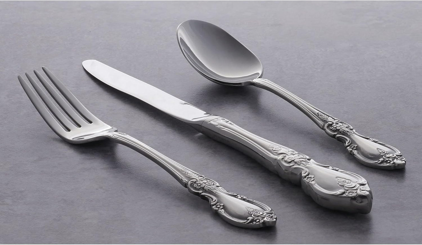 Oneida Louisiana Fine Flatware Dinner Forks, Set of 4, 18/10 Stainless Steel