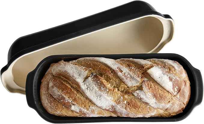 Emile Henry Made in France Limited Edition Ceramic PULLMAN/LONG LOAF BREAD BAKER - 13.39" x 5.31" x 5.31", Truffle
