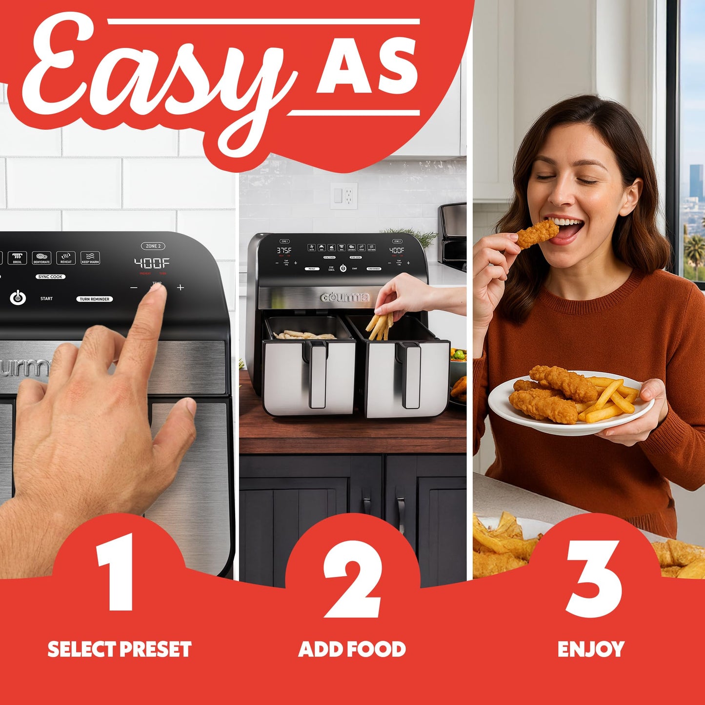 Air Fryer 10 Qt Dual Basket Capacity