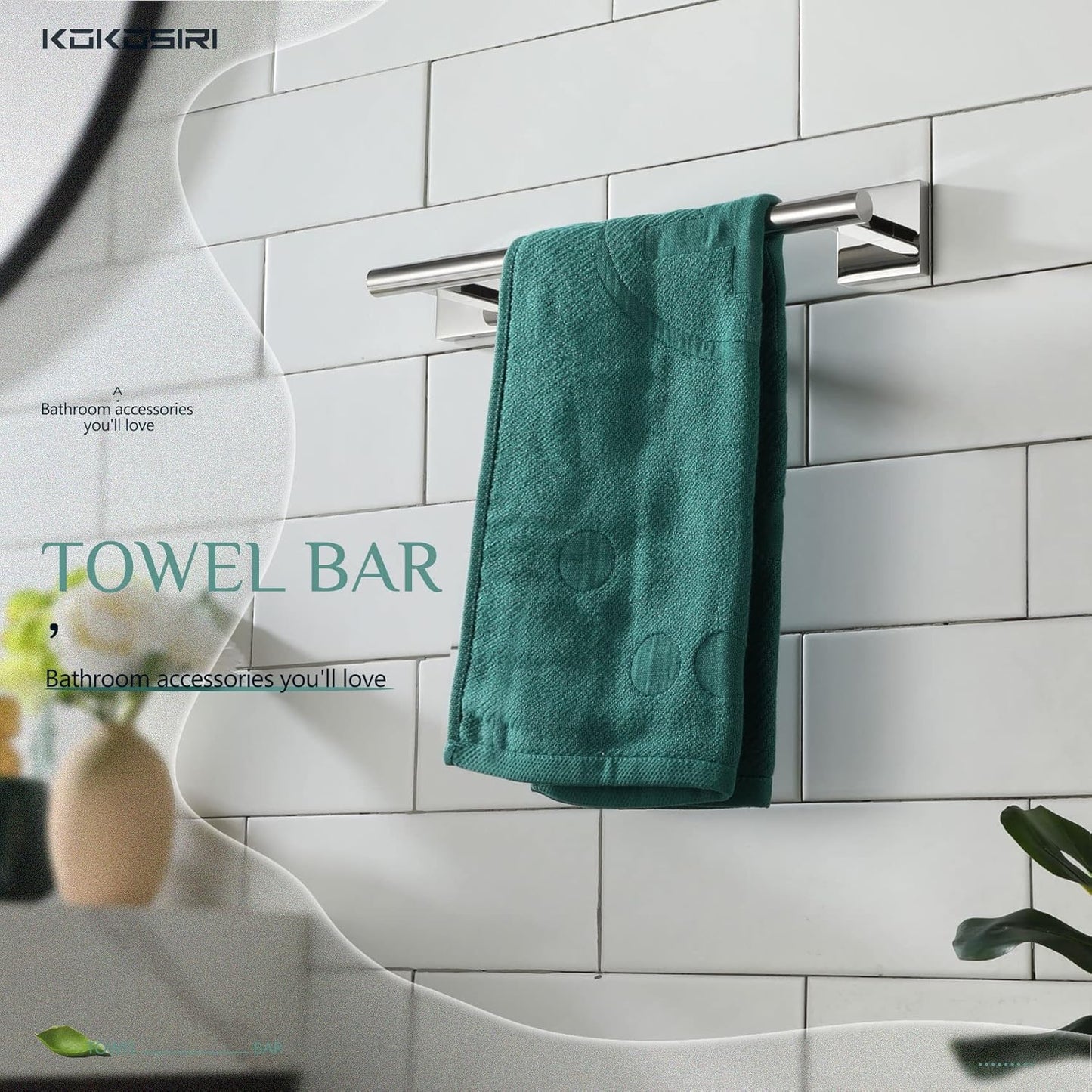 KOKOSIRI Hand Towel Bar 12 Inch Bathroom Towel Holder for Bath Kitchen Toilet Cabinet, 2 Pack Chrome Stainless Steel B4005CH-L12-P2