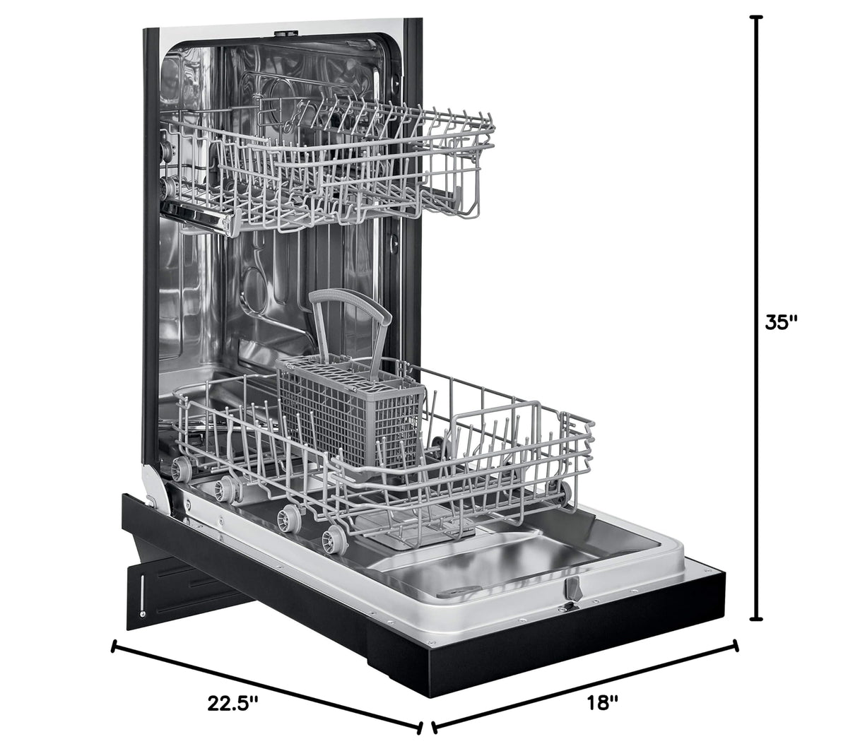 18 in. ADA Compact Front Control Dishwasher in Black with Dual Spray Arms (Black / Dishwasher Only)