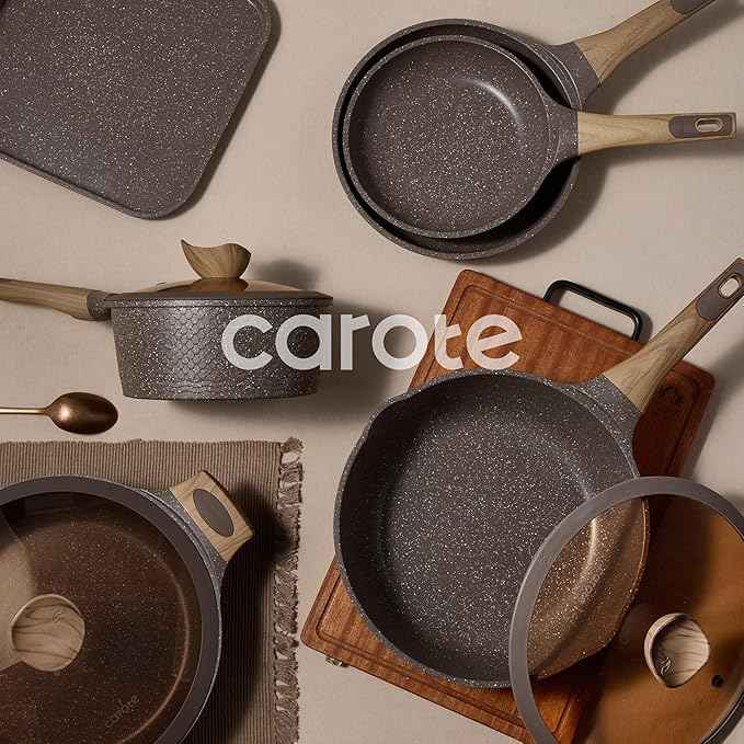CAROTE 31pcs Pots and Pans Set Non Stick, Cookware Set Pots and Pans Induction Cook Ware, Nonstick Kitchen Cooking, PFOA Free