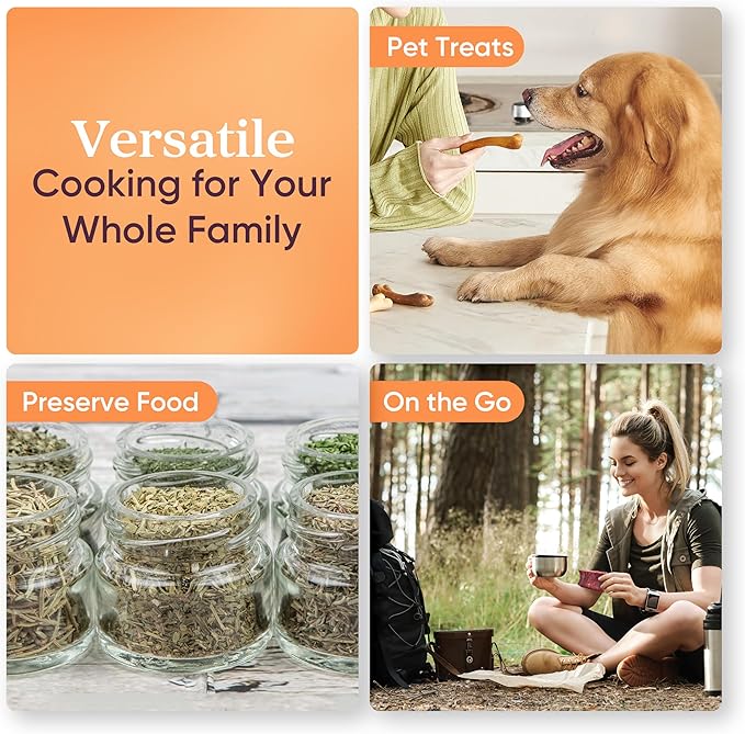 COSORI Food Dehydrator, 6 Trays With Large 6.5" Drying Space, 600W Power Saves More Time Than 480W, 165Β°F Dehydrated Dryer for Jerky, Dog Treats, Herbs, Meat, Fruit, Black