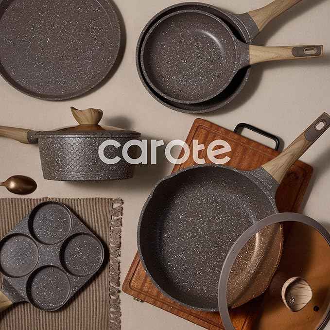 CAROTE 31pcs Pots and Pans Set Non Stick, Cookware Set Pots and Pans, Nonstick Kitchen Cooking, Induction Cook Ware, PFOA Free