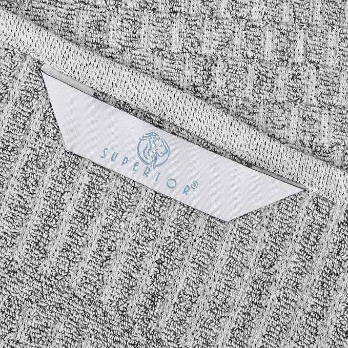 Superior Juno Viscose Cotton Blend Medium Weight Towels, for Bathroom, Shower, Spa, Plush, Quick Dry, Ultra-Soft Towels, Bath Essentials, Border Detail, 6 Piece Assorted Towel Set, Charcoal