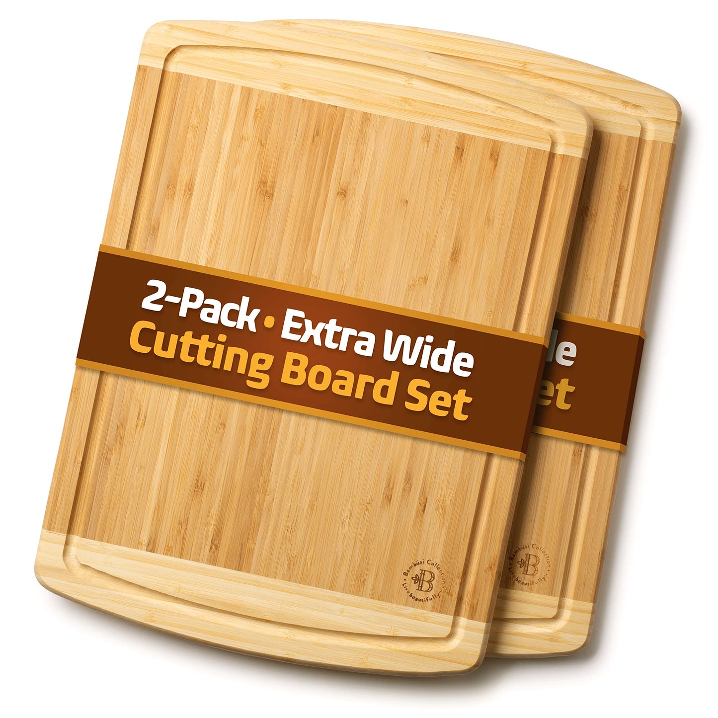 Bamboo Cutting Boards for Kitchen Set of 2 (2-Piece (Two-Tone))